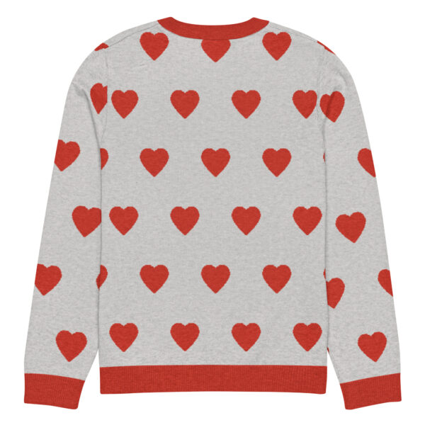 Knitted crew neck sweater Unisex - Red Hearts - Image 8